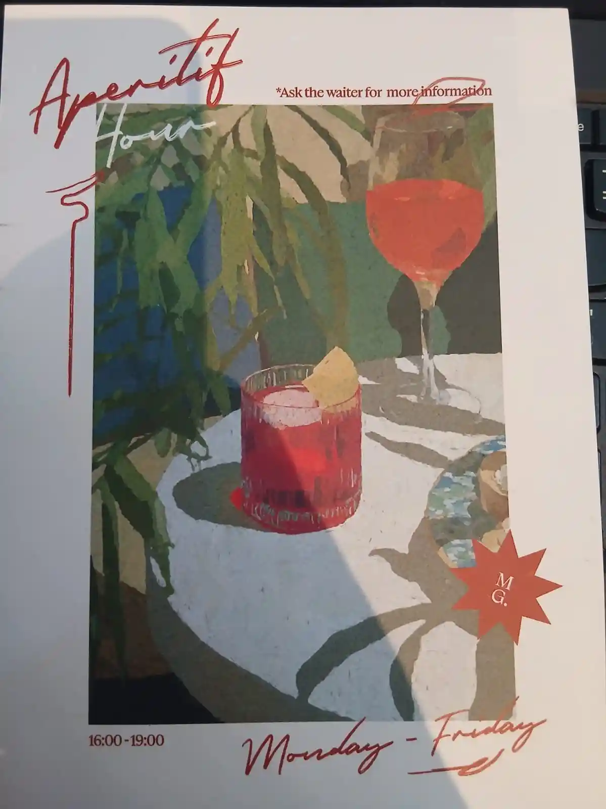 Aperitif Hour 16:00 to 19:00